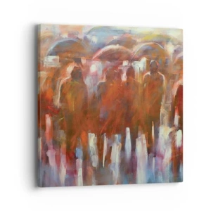 Obraz na płótnie - Równi w deszczu i mgle - 40x40 cm