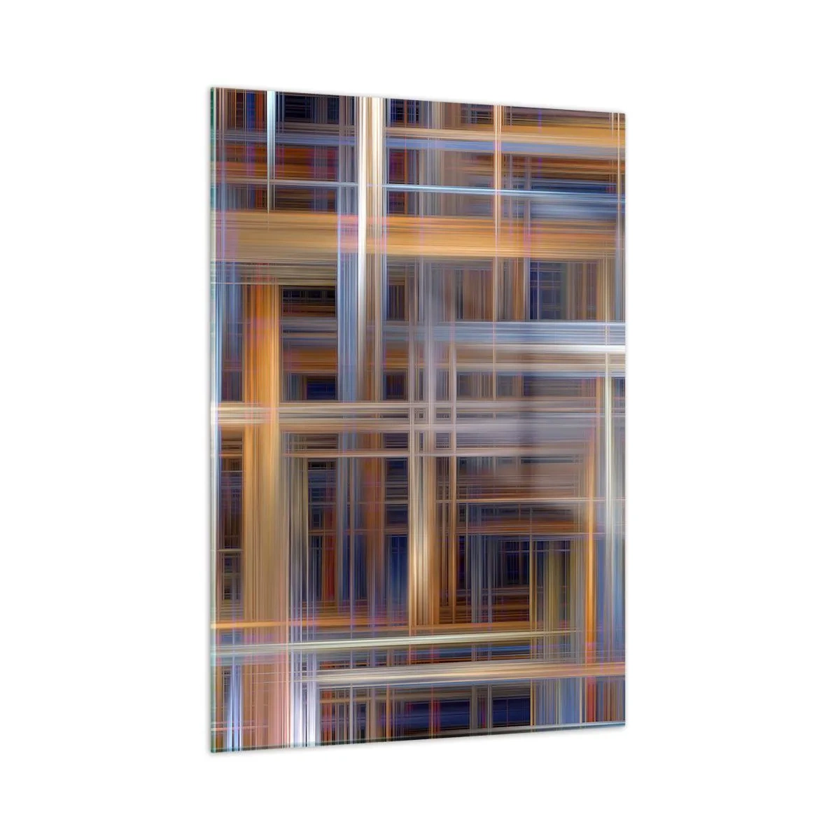 Obraz na szkle - Geometryczny wzór linii i kolorów w stylu abstrakcyjnym - 50x70cm - Utkane ze światła - Nowoczesna dekoracja ścienna do salonu, kuchni i sypialni ARTTOR
