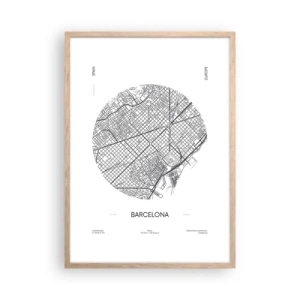 Plakat w ramie jasny dąb - Anatomia Barcelony - 50x70 cm