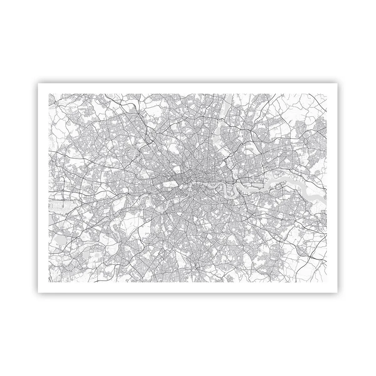 Plakat - Minimalistyczna mapa miasta w odcieniach szarości - 100x70cm - Mapa londyńskiego labiryntu - Nowoczesna dekoracja ścienna do salonu i sypialni ARTTOR