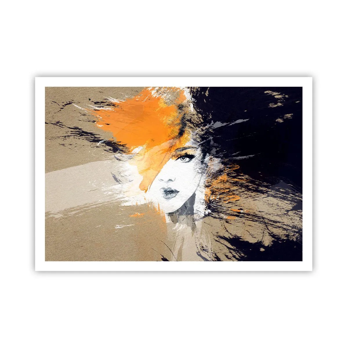 Plakat - Abstrakcyjny portret kobiety z intensywnymi kolorami - 100x70cm - I staje się światło - Nowoczesna dekoracja ścienna do salonu i sypialni ARTTOR