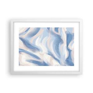 Plakat w białej ramie - Błękitne falowanie - 40x30 cm