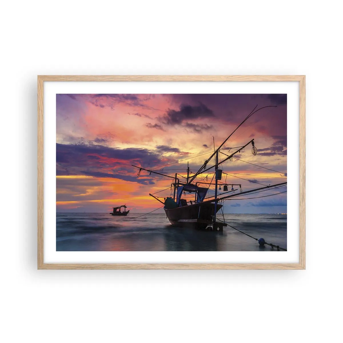 Plakat w ramie jasny dąb - Egzotyczny wieczór - 70x50 cm