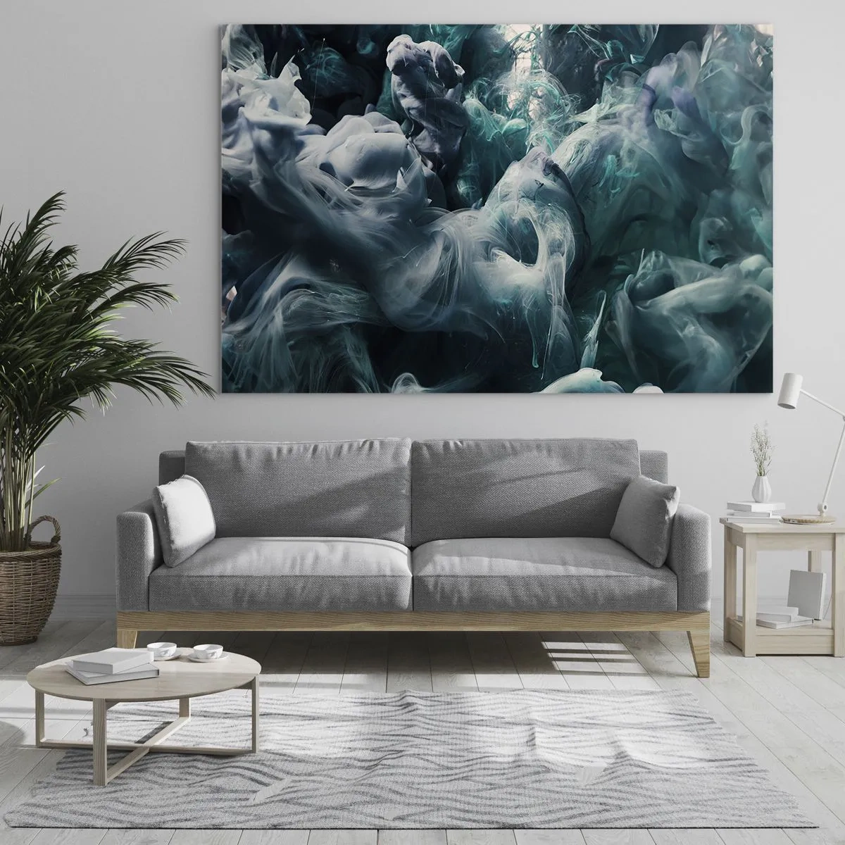 Obraz na szkle - Taniec farb w wodzie tworzący abstrakcyjne kształty - 70x50cm - Ruch koloru - Nowoczesna dekoracja ścienna do salonu i sypialni ARTTOR