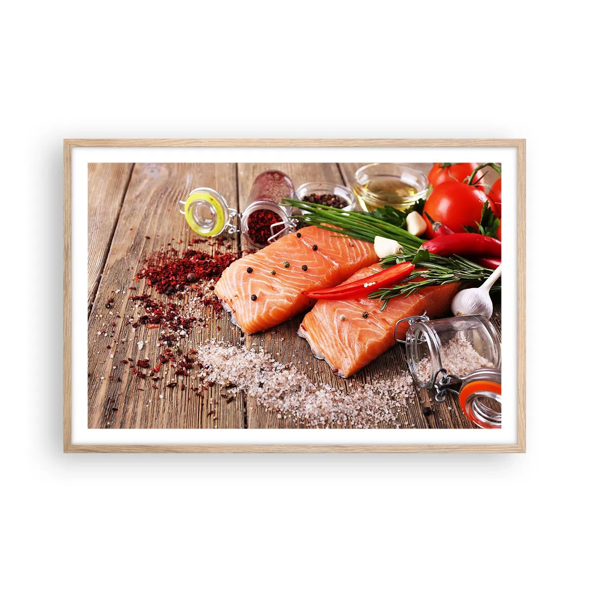 Plakat w ramie jasny dąb - Norweska przygoda w kuchni - 91x61 cm