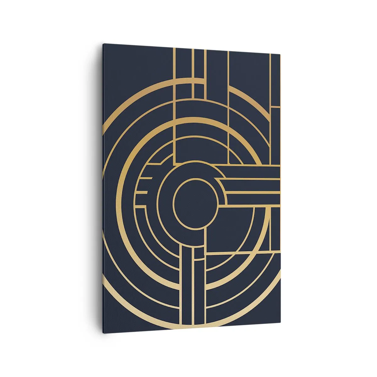 Obraz na płótnie - Geometryczny wzór z liniami w złotym kolorze - 70x100cm - Obroty rzeczy - Nowoczesna dekoracja ścienna do salonu i sypialni ARTTOR