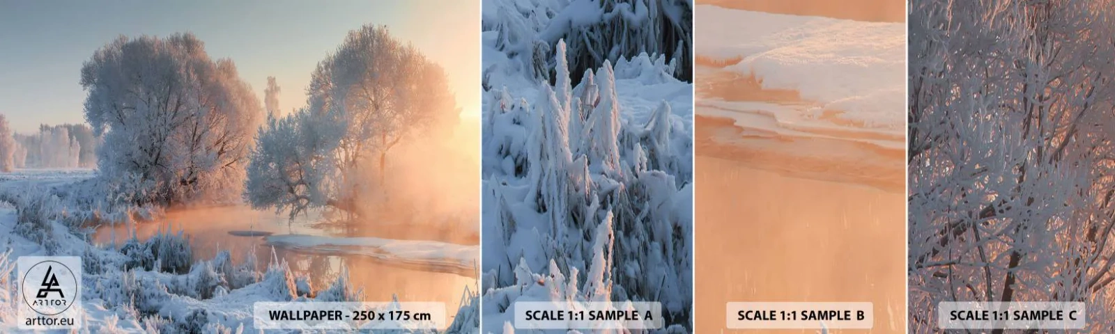 Fototapeta Próbka Standard Eco - Wszystko w słonecznym lśni krysztale - Krajobraz, Zima, Rzeka - 100x30 cm