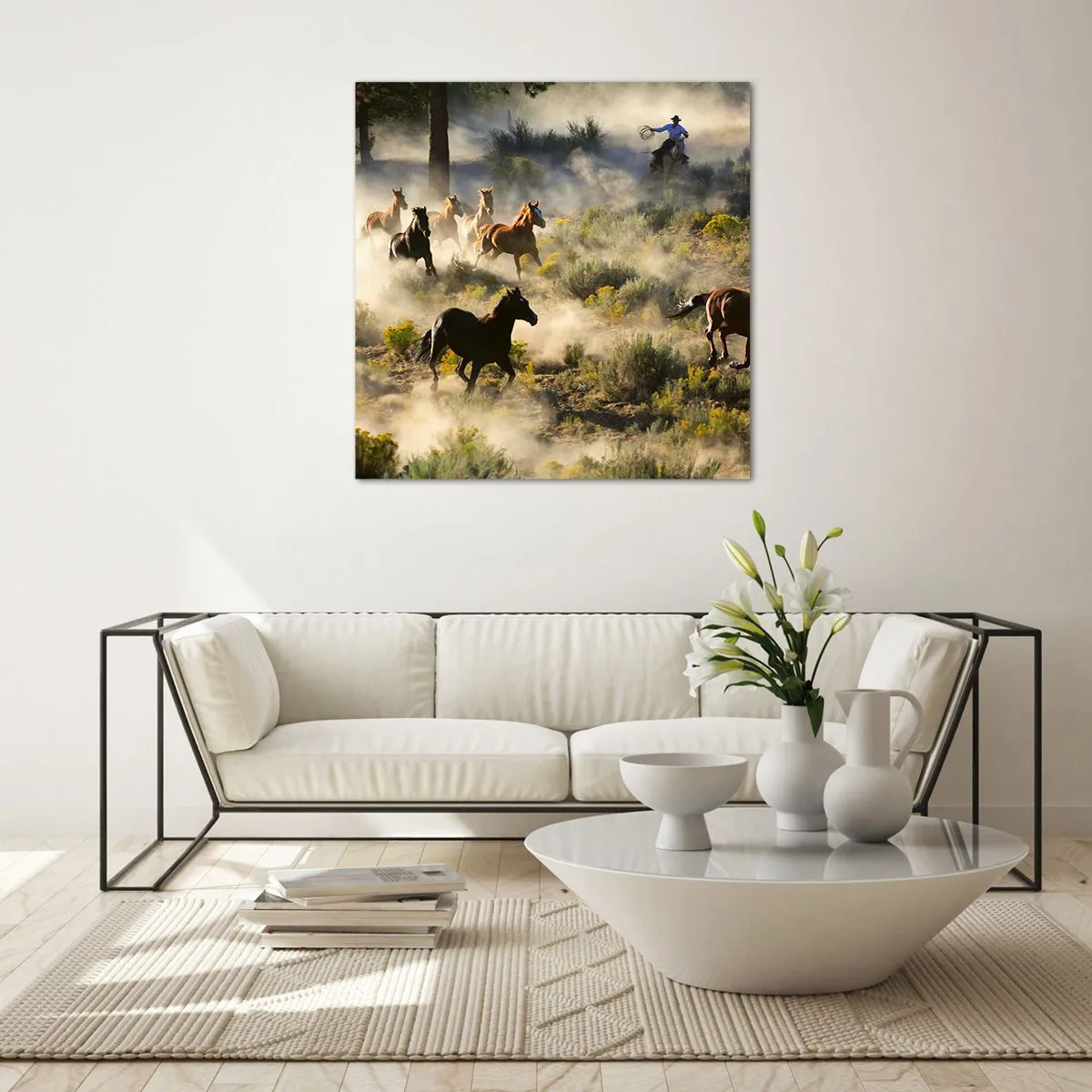 Obraz na szkle - Rywalizacja - wolność czy męska siła? - 50x50 cm