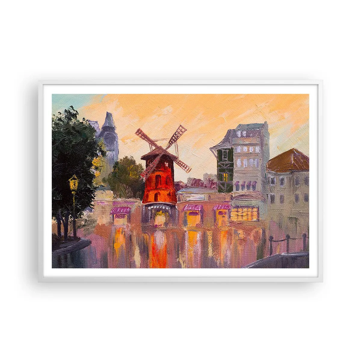 Plakat w białej ramie - Paryskie ikony – Moulin Rouge - 100x70 cm