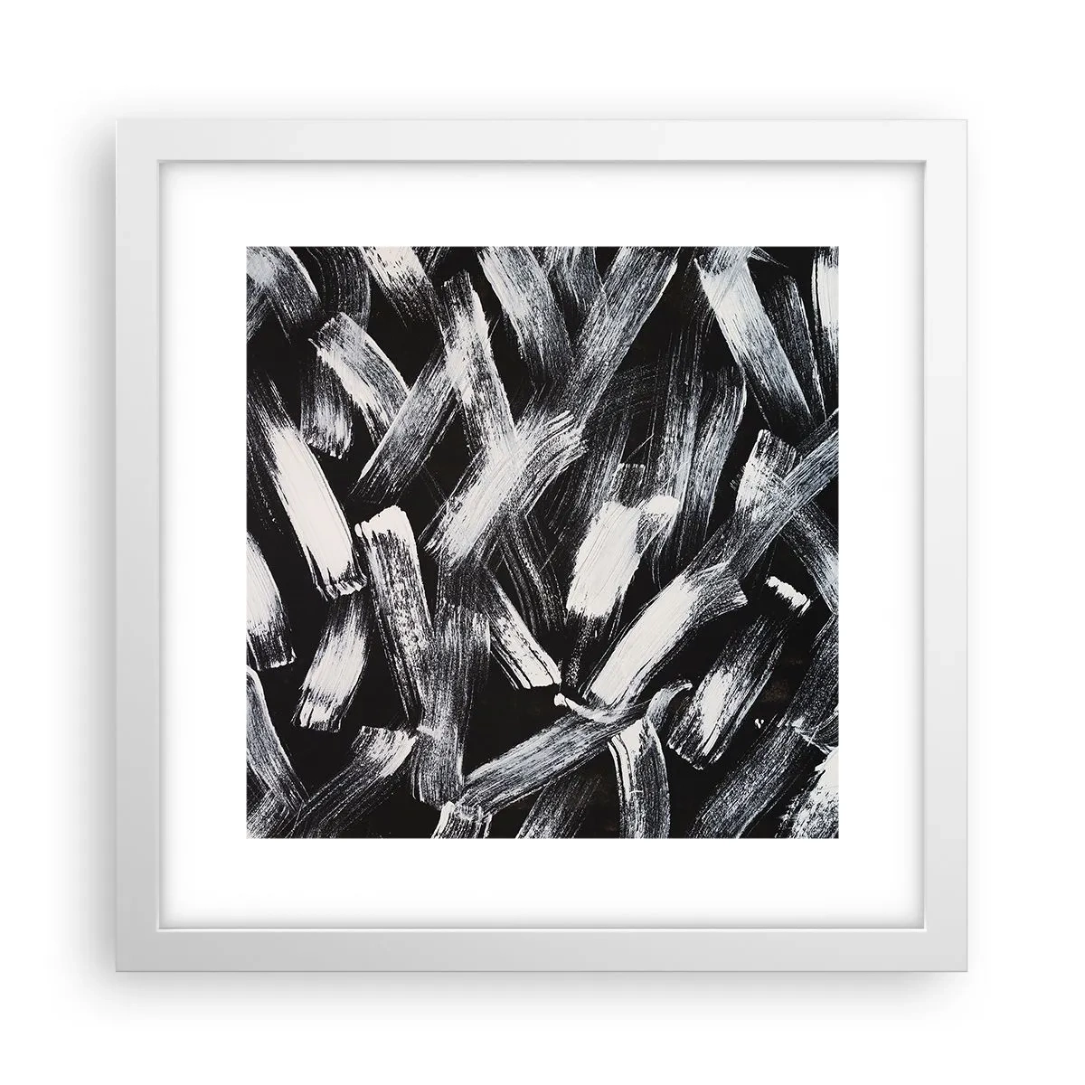 Plakat w białej ramie - Abstrakcja w duchu industrialnym - 30x30 cm