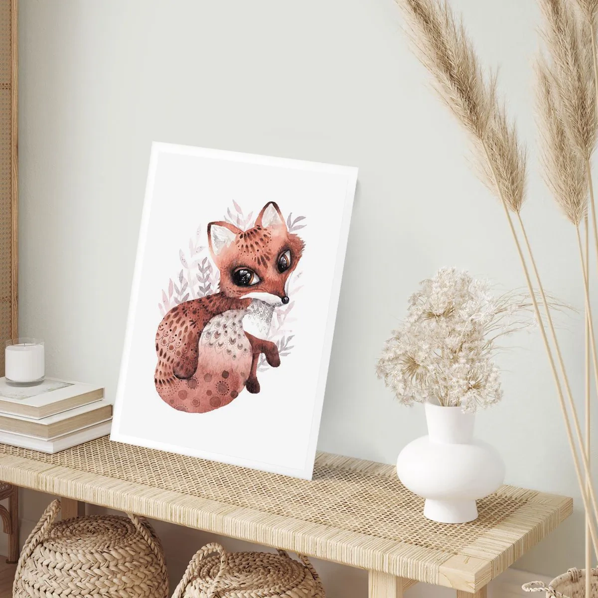 Plakat - Uroczy lisek w stylu akwarelowym na białym tle - 50x70cm - Tylko pokochać - Nowoczesna dekoracja ścienna do salonu, kuchni i sypialni ARTTOR