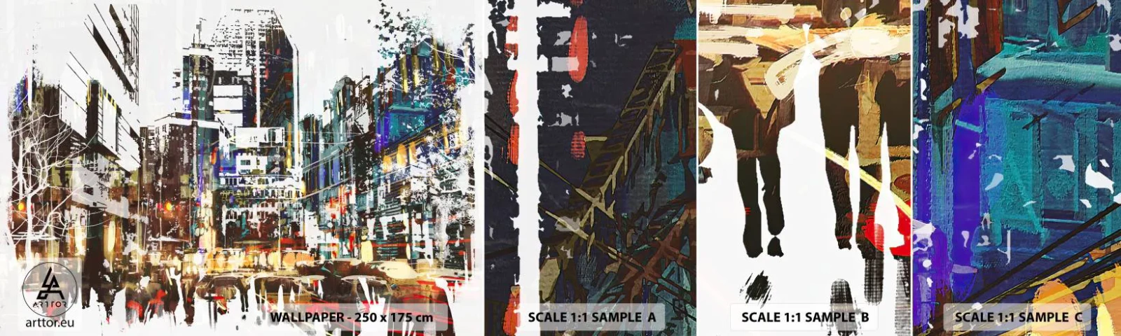 Fototapeta Próbka Samoprzylepna Deluxe Sticker - Miasto  migotliwe - Miasto, Architektura, Grafika - 100x30 cm