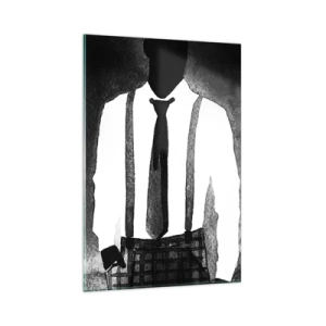Obraz na szkle - Postacie w stylu noir, czarno-biała elegancja i tajemniczość - 80x120cm - W klimacie noir - Nowoczesna dekoracja ścienna do salonu i sypialni ARTTOR