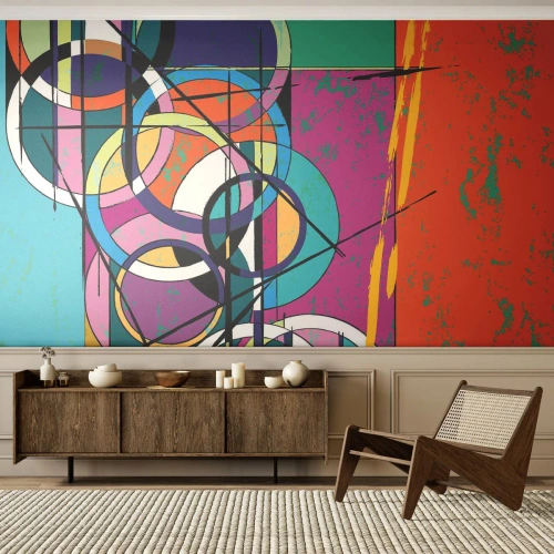 Fototapeta Premium Canvas - Koło za kołem - Abstrakcja, Sztuka, Grafika - 250x175 cm