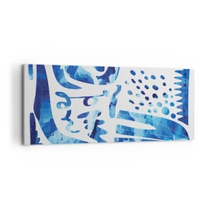 Obraz na płótnie - Abstrakcyjny wzór w odcieniach niebieskiego - 120x50cm - Powrót do korzeni - Nowoczesna dekoracja ścienna do salonu i sypialni ARTTOR