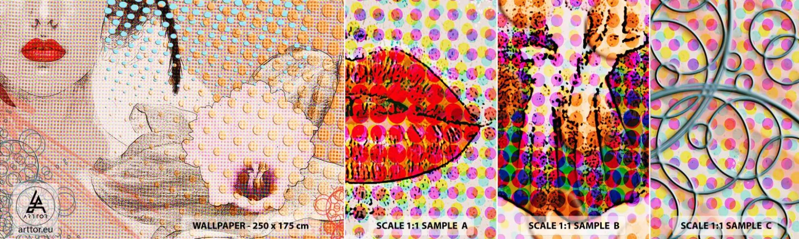 Fototapeta Próbka Standard Eco - Komiksowa heroina - Abstrakcja, Twarz Kobiety, Sztuka - 100x30 cm