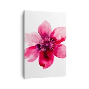 Obraz na płótnie - Różowy kwiat w akwarelowym stylu na białym tle - 70x100cm - Karminowy wonny pocałunek - Nowoczesna dekoracja ścienna do salonu i sypialni ARTTOR
