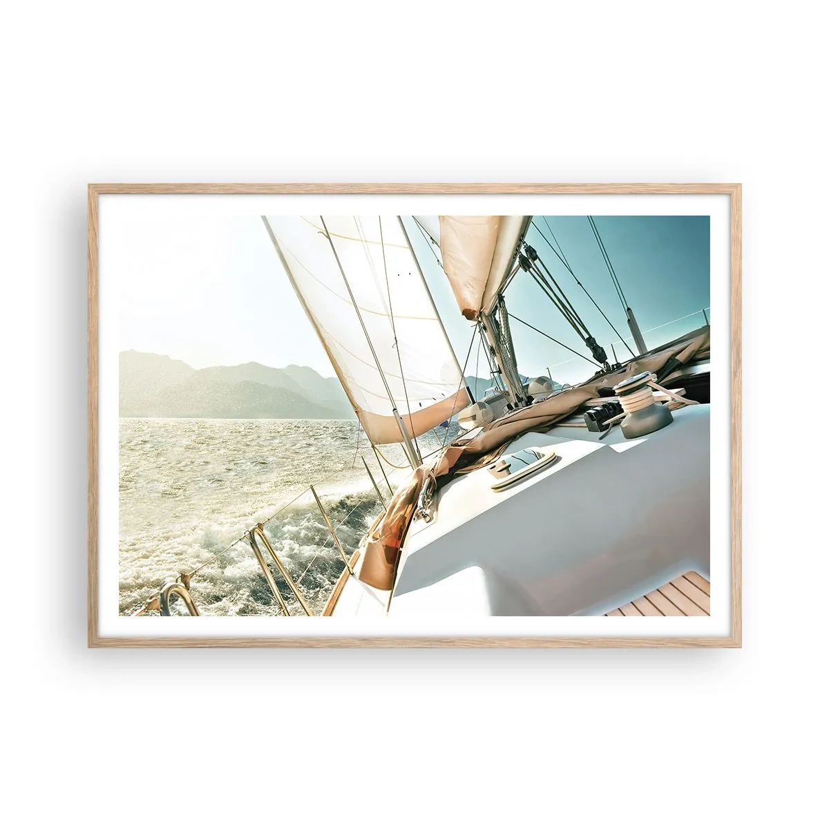 Plakat w ramie jasny dąb - Pod pełnymi żaglami - 100x70 cm