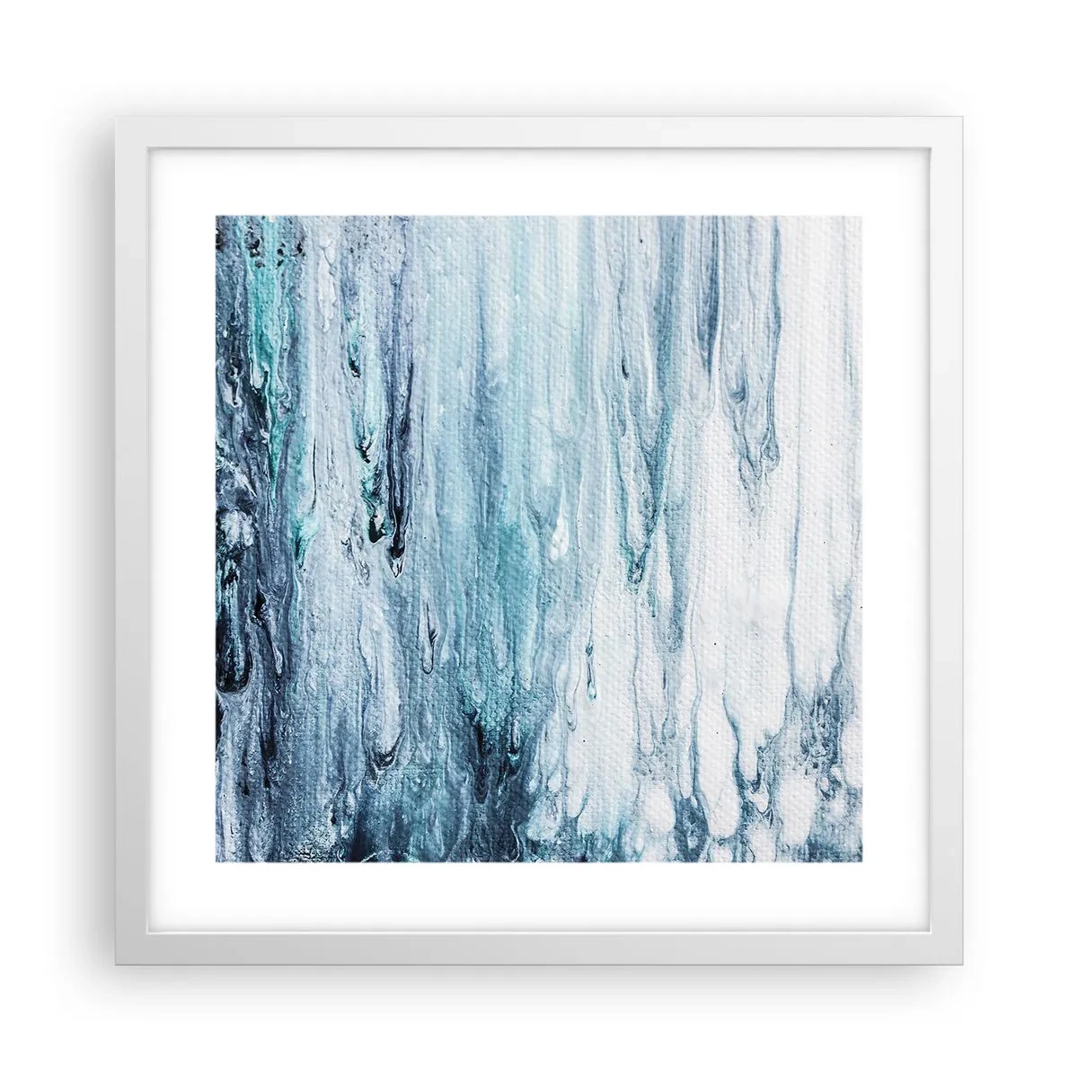 Plakat w białej ramie - Sople błękitu - 40x40 cm
