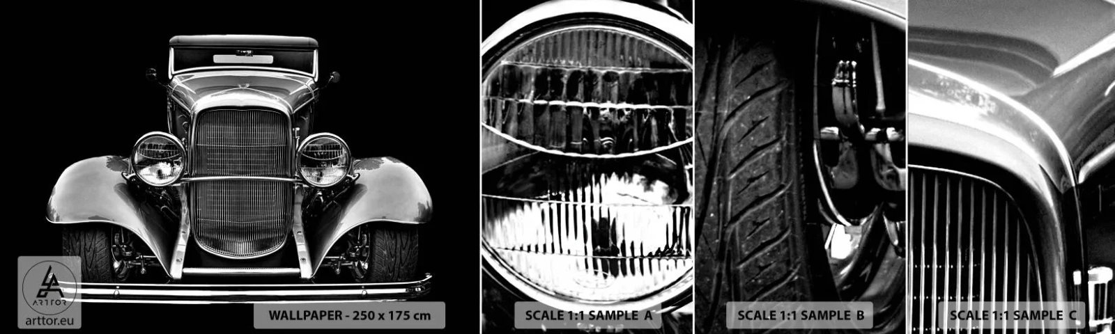 Fototapeta Próbka Samoprzylepna Deluxe Sticker - Prawdziwy gentelman - Retro, Samochód, Klasyczny - 100x30 cm