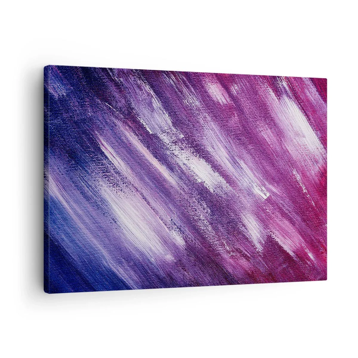 Obraz na płótnie - Abstrakcyjne pociągnięcia pędzla w odcieniach fioletu i różu - 70x50cm - Gdy wieje słoneczny wiatr - Nowoczesna dekoracja ścienna do salonu i sypialni ARTTOR