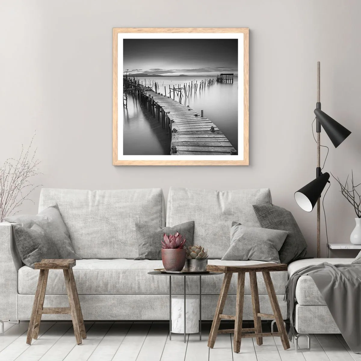 Plakat w ramie jasny dąb - Spokój zapomnianego brzegu - 30x30 cm