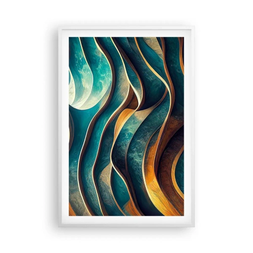 Plakat w białej ramie - Meandry błękitu - 61x91 cm