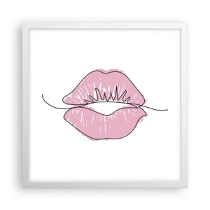 Plakat w białej ramie - Gotowy do pocałunku? - 40x40 cm