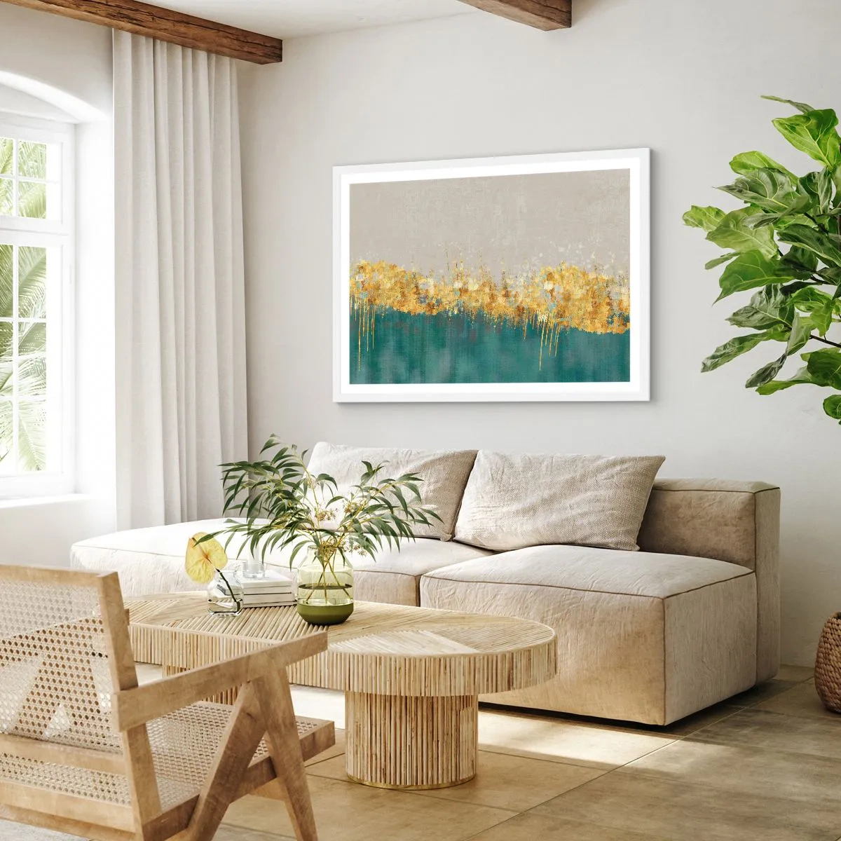 Plakat w białej ramie - Złota granica - 40x30 cm