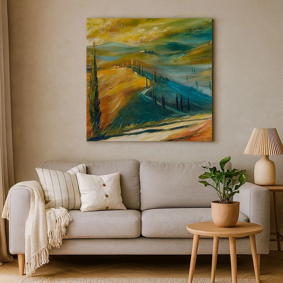 Obraz na płótnie - Toskański pejzaż - 30x30 cm