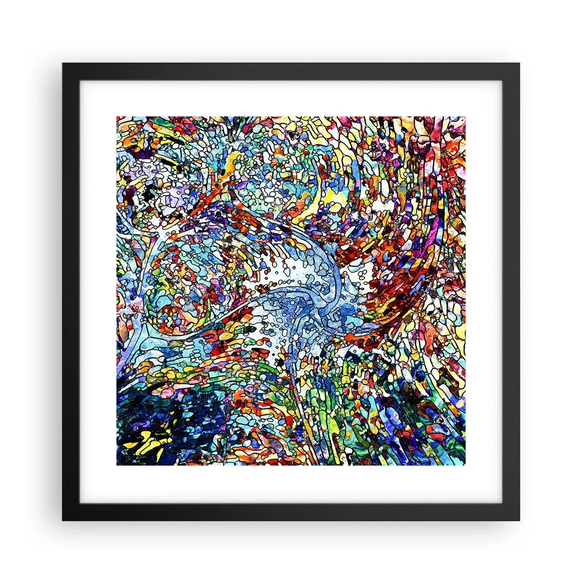 Plakat w czarnej ramie - Witraż kroplisty - 40x40 cm