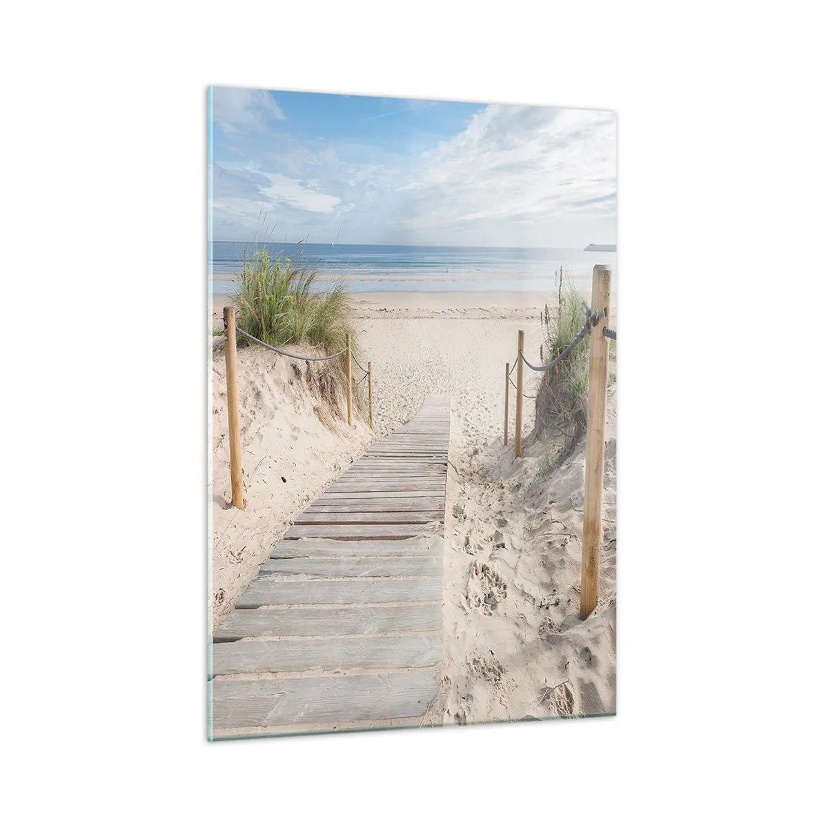Obraz na szkle - Ścieżka na plażę z widokiem na morze - 50x70cm - Po horyzont - Nowoczesna dekoracja ścienna do salonu, kuchni i sypialni ARTTOR