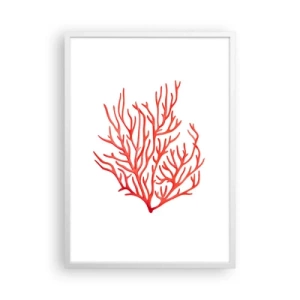 Plakat w białej ramie - Koralowy filigran - 50x70 cm