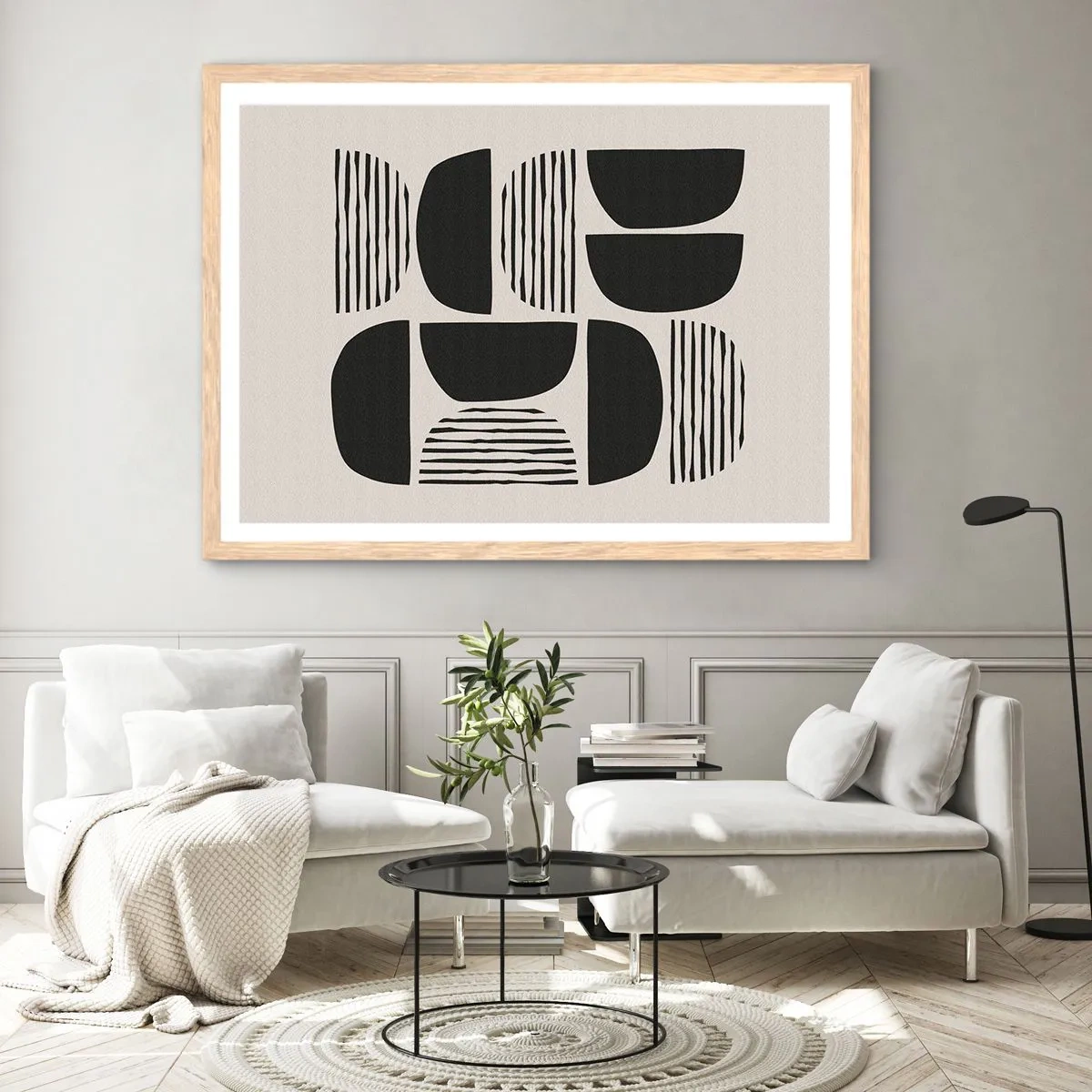 Plakat w ramie jasny dąb - Połowiczne układy - 70x50 cm