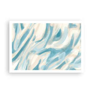 Plakat - Abstrakcyjne błękitne smugi na jasnym tle - 100x70cm - Wiosenne powiewy - Nowoczesna dekoracja ścienna do salonu i sypialni ARTTOR