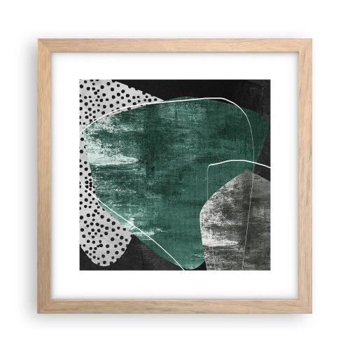Plakat w ramie jasny dąb - Barwna abstrakcja z płatkiem złota - 30x30 cm
