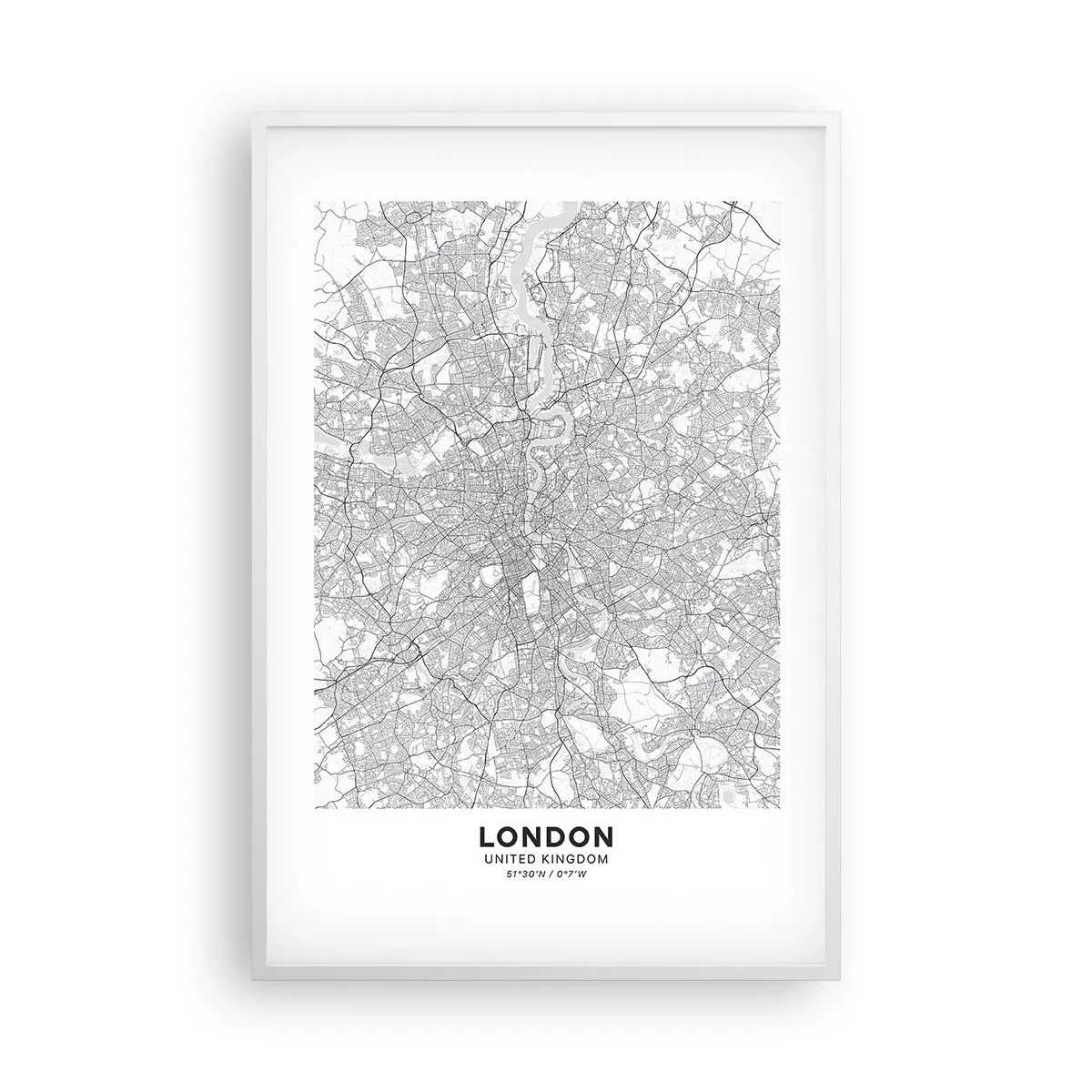 Plakat w białej ramie - Mapa londyńskiego labiryntu - 61x91 cm
