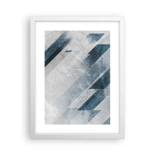 Plakat w białej ramie - Kompozycja przestrzenna – ruch szarości - 30x40 cm