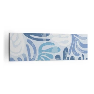 Obraz na płótnie - Abstrakcyjne kształty w odcieniach błękitu na białym tle - 160x50cm - Błękitne paprocie - Nowoczesna dekoracja ścienna do salonu i sypialni ARTTOR