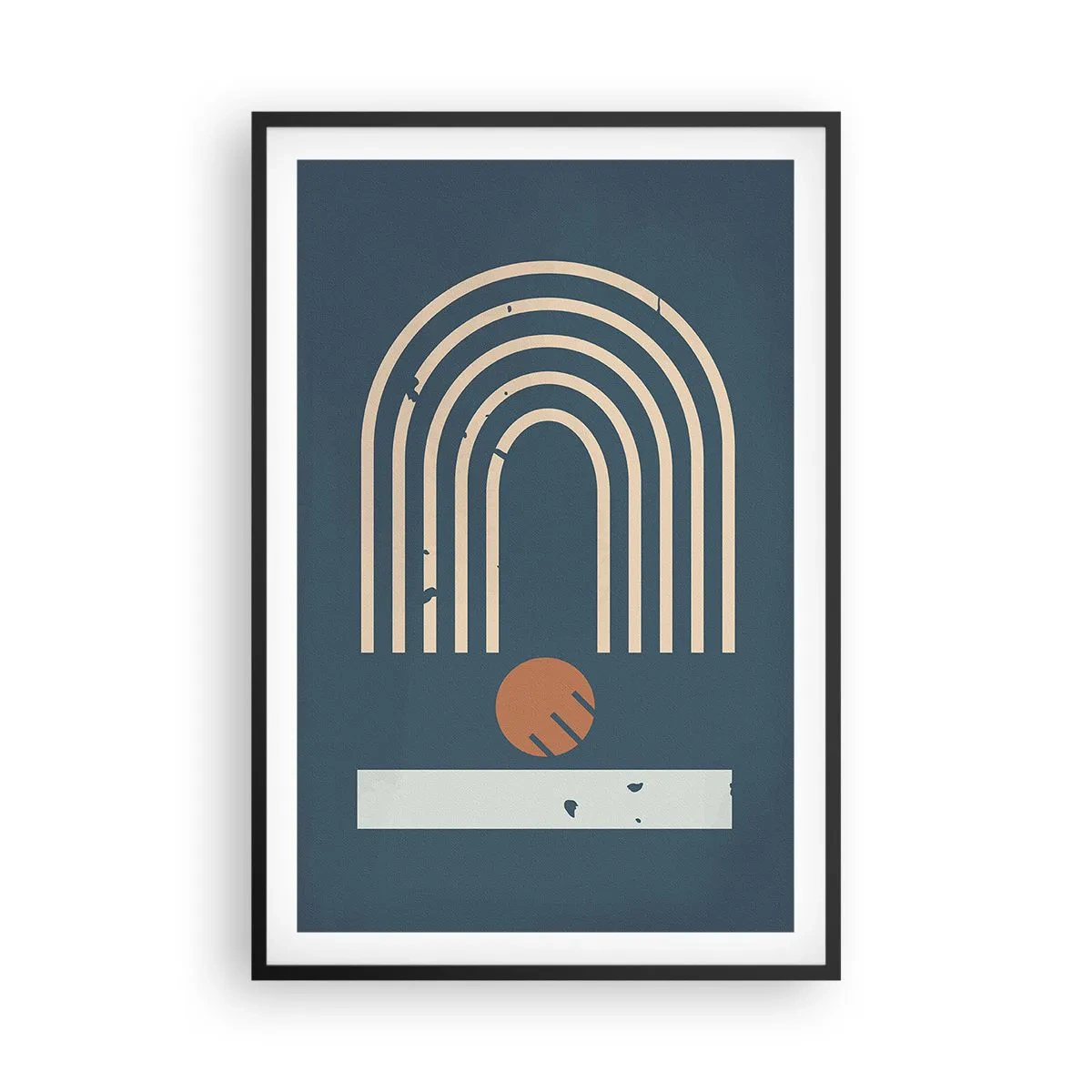 Plakat w czarnej ramie - Geometria na granacie - 61x91 cm