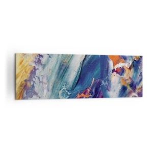 Obraz na płótnie - Kolorowa abstrakcja z fakturą farby akrylowej - 160x50cm - Zamęt koloru - Nowoczesna dekoracja ścienna do salonu i sypialni ARTTOR