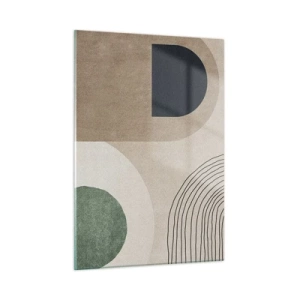 Obraz na szkle - Abstrakcyjne figury geometryczne w stonowanej kolorystyce - 50x70cm - Łagodność owalu - Nowoczesna dekoracja ścienna do salonu, kuchni i sypialni ARTTOR