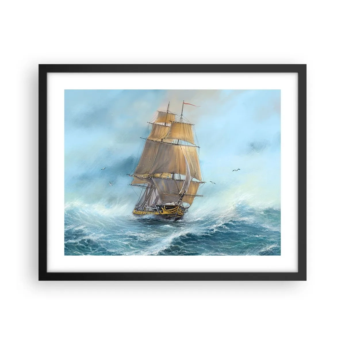 Plakat w czarnej ramie - Mknący po falach - 50x40 cm