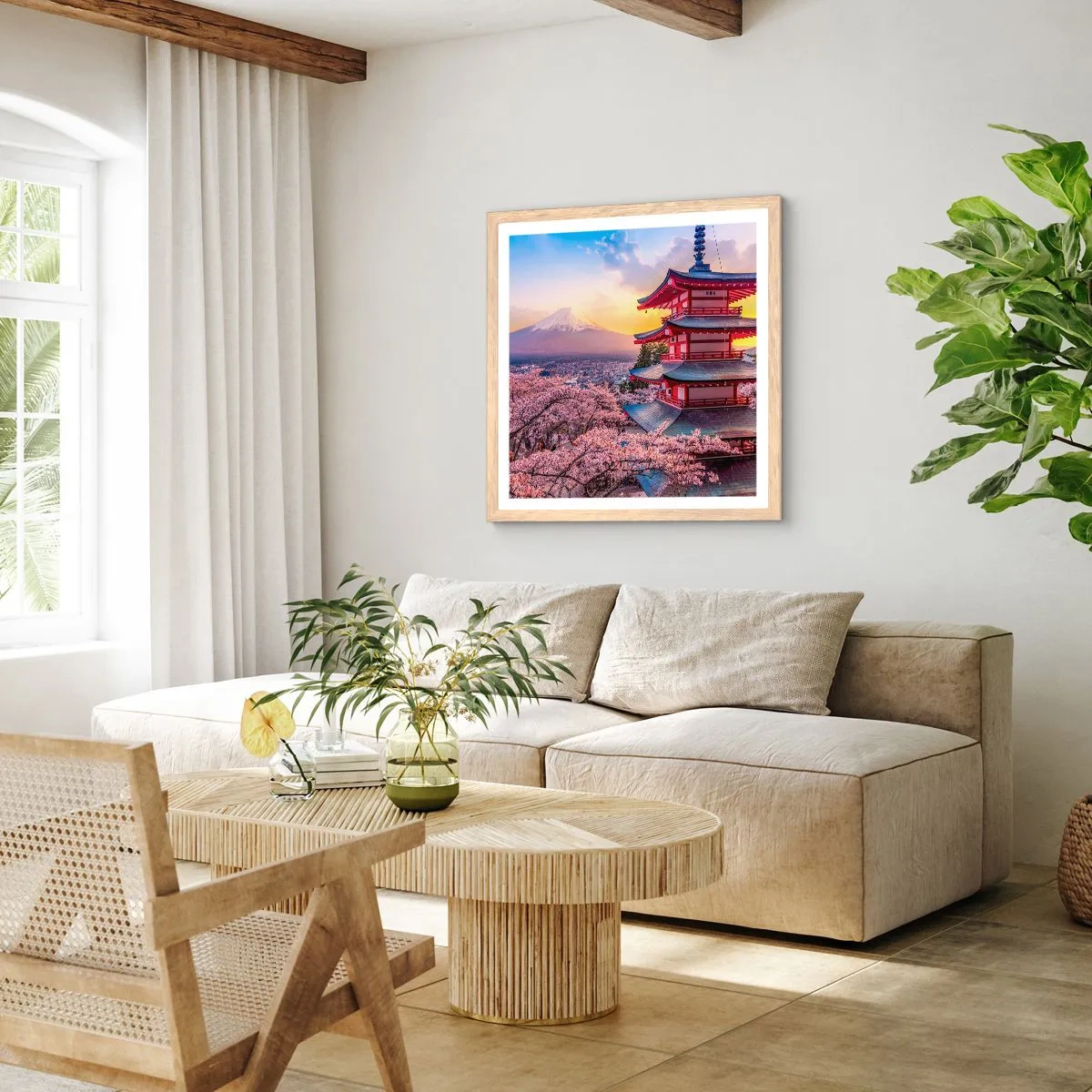 Plakat w ramie jasny dąb - Esencja japońskiego ducha - 50x50 cm