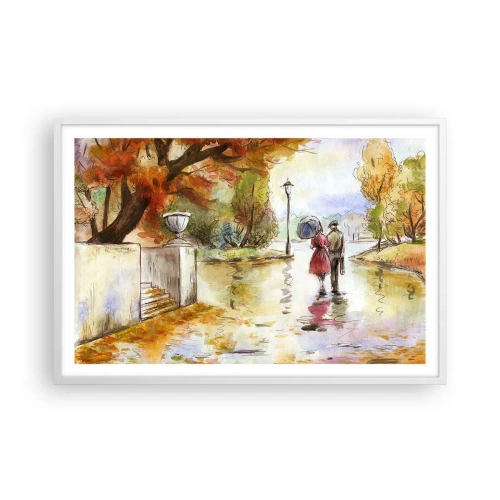 Plakat w białej ramie - Romantyczna jesień w parku - 91x61 cm