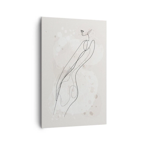 Obraz na płótnie - Subtelny szkic sylwetki w minimalistycznym stylu - 80x120cm - Pobłądzić spojrzeniem - Nowoczesna dekoracja ścienna do salonu i sypialni ARTTOR