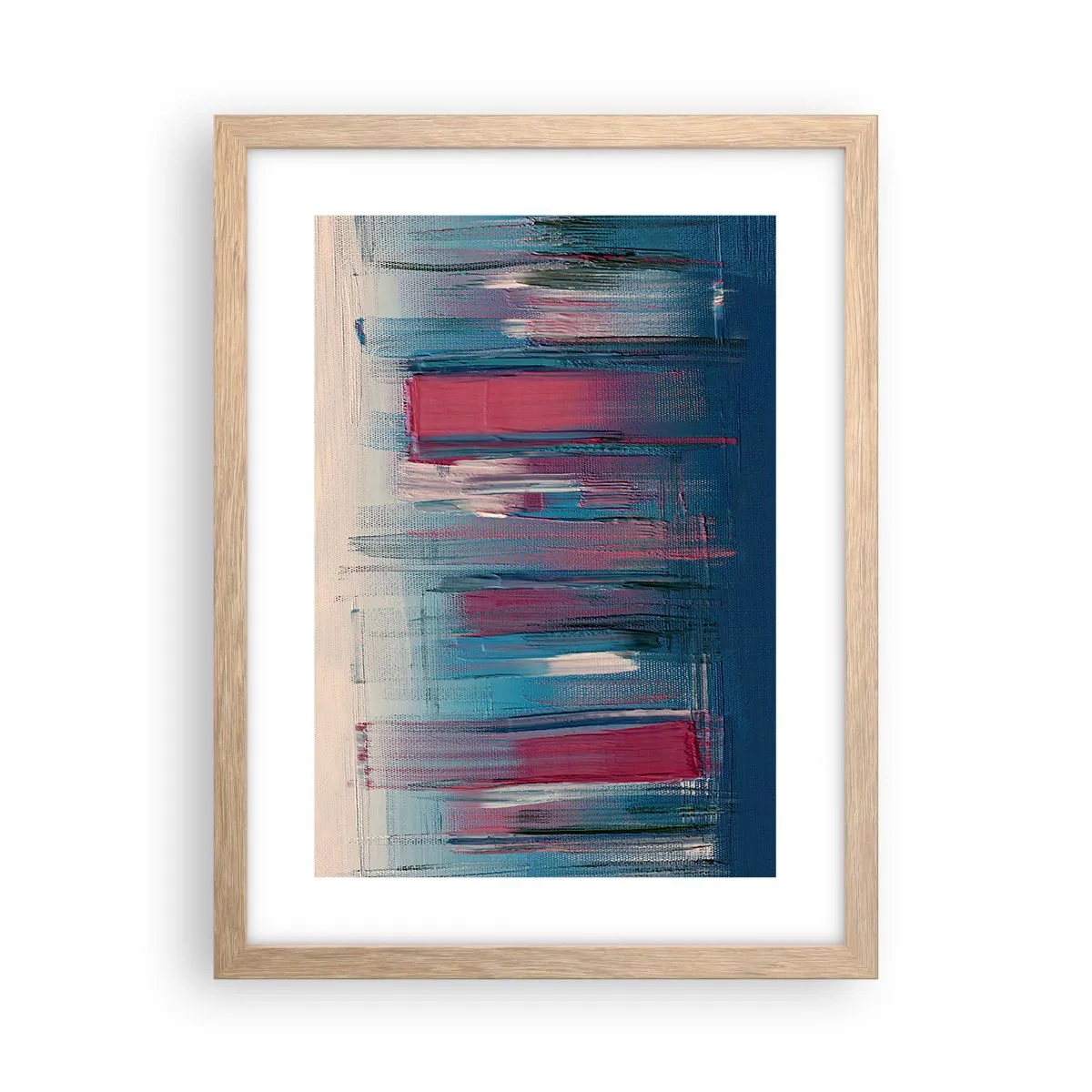 Plakat w ramie jasny dąb - Kompozycja wertykalna w błękicie i czerwieni - 30x40 cm