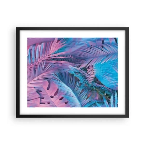 Plakat w czarnej ramie - Tropiki w różu i błękicie - 50x40 cm