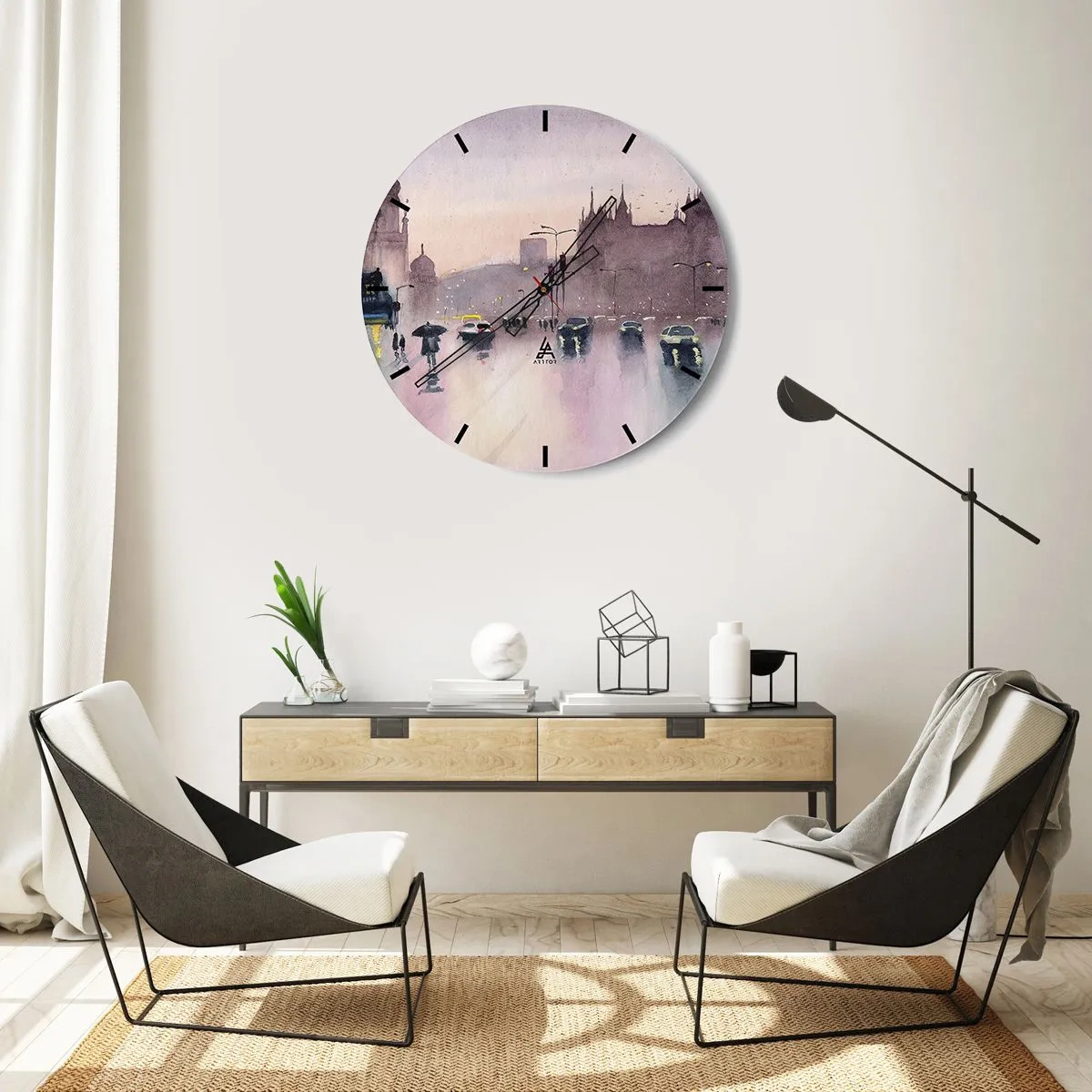 Zegar ścienny - W deszczowej mgiełce - 40x40 cm