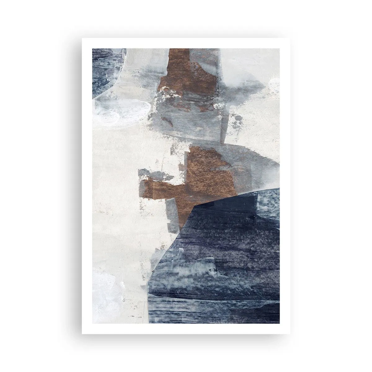 Plakat - Błękitno-brunatne kształty - 70x100 cm